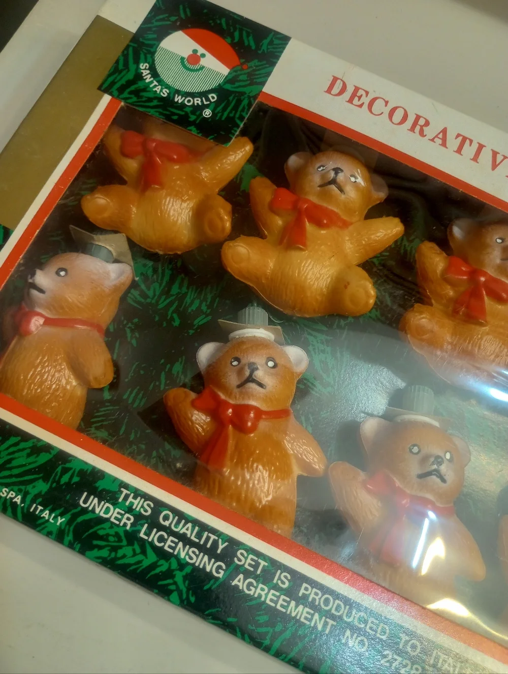 Santa's World Vintage Teddy Bear Light String New In Box